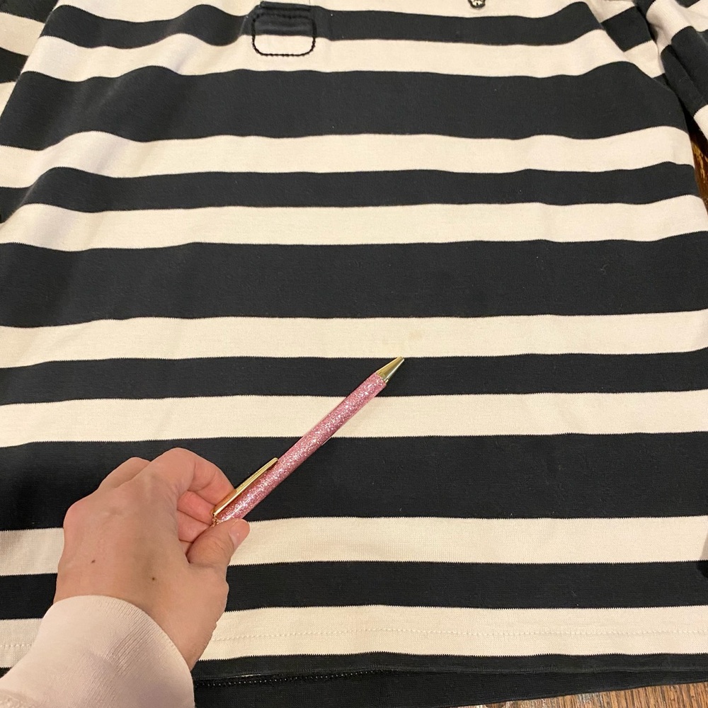 SALTBURN John Varvatos stripey Rugby Shirt black and white stripe polo - Picture 5 of 5